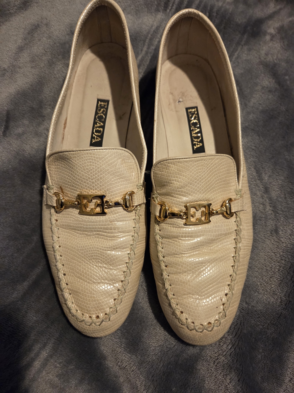 Escada Women's Cream Leather Bit Loafers Size 8.5B